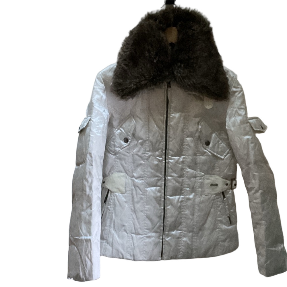 Pajar Ivory Puffer Jacket with Faux Fur Collar - Down Filled